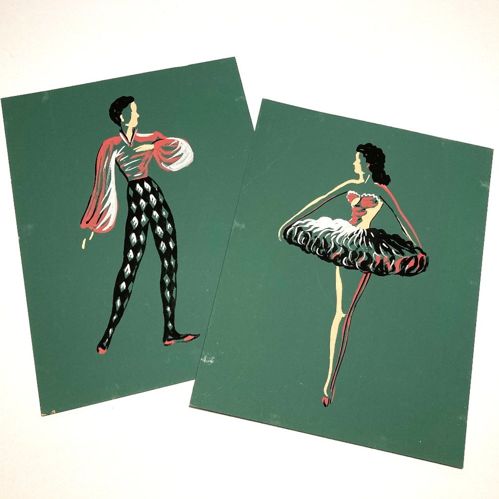 Pair of Vintage Silkscreen Ballet Dancers, MCM